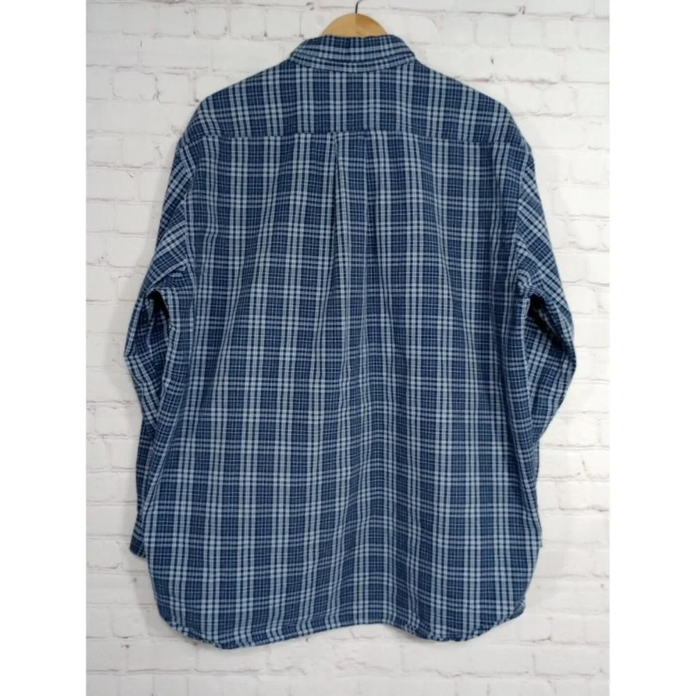 Carhartt S94 Rugged Cotton Long Sleeve Blue Plaid Work Shirt Men's Size XL Tall - Picture 2 of 9